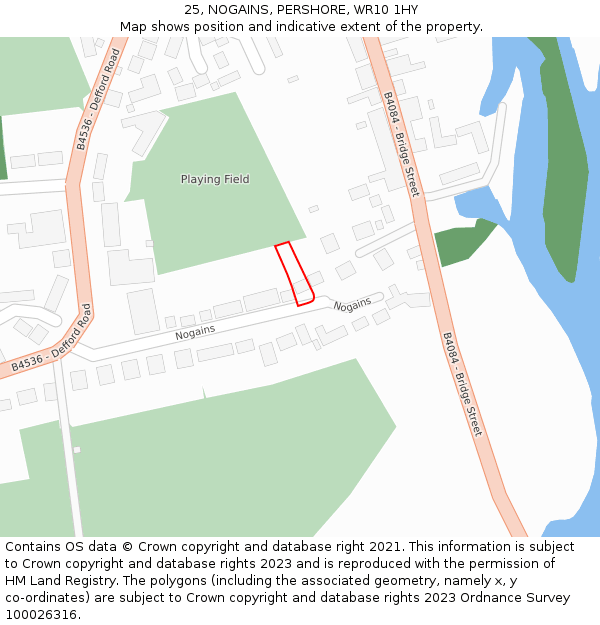 25, NOGAINS, PERSHORE, WR10 1HY: Location map and indicative extent of plot