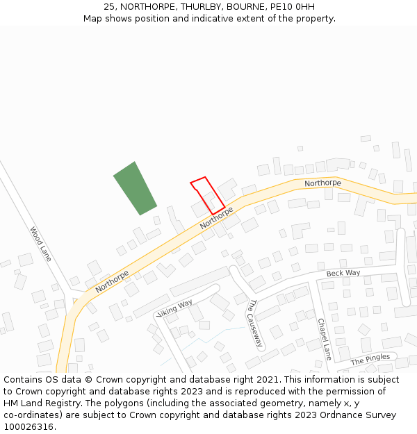 25, NORTHORPE, THURLBY, BOURNE, PE10 0HH: Location map and indicative extent of plot