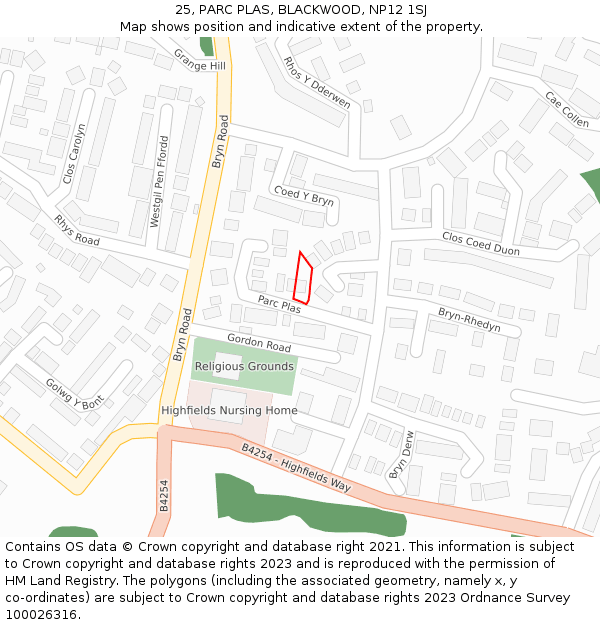 25, PARC PLAS, BLACKWOOD, NP12 1SJ: Location map and indicative extent of plot