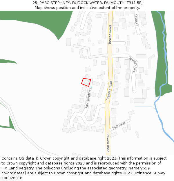 25, PARC STEPHNEY, BUDOCK WATER, FALMOUTH, TR11 5EJ: Location map and indicative extent of plot