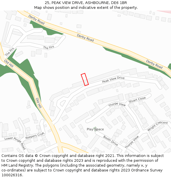 25, PEAK VIEW DRIVE, ASHBOURNE, DE6 1BR: Location map and indicative extent of plot