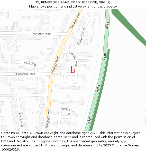 25, PEMBRIDGE ROAD, FORDINGBRIDGE, SP6 1QJ: Location map and indicative extent of plot