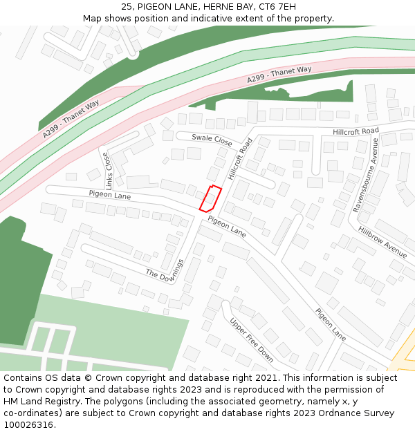 25, PIGEON LANE, HERNE BAY, CT6 7EH: Location map and indicative extent of plot