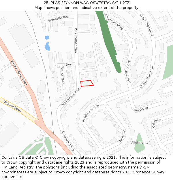 25, PLAS FFYNNON WAY, OSWESTRY, SY11 2TZ: Location map and indicative extent of plot