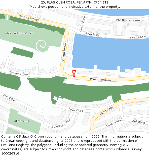 25, PLAS GLEN ROSA, PENARTH, CF64 1TS: Location map and indicative extent of plot