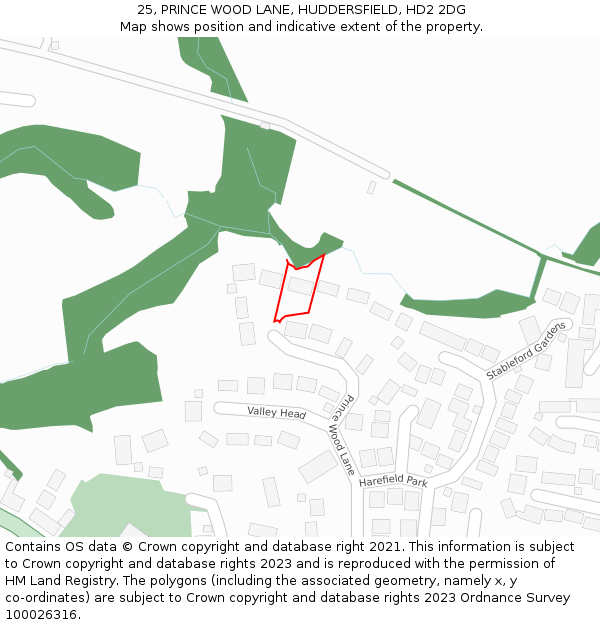 25, PRINCE WOOD LANE, HUDDERSFIELD, HD2 2DG: Location map and indicative extent of plot