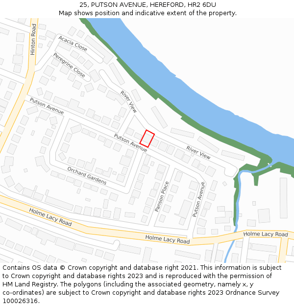 25, PUTSON AVENUE, HEREFORD, HR2 6DU: Location map and indicative extent of plot