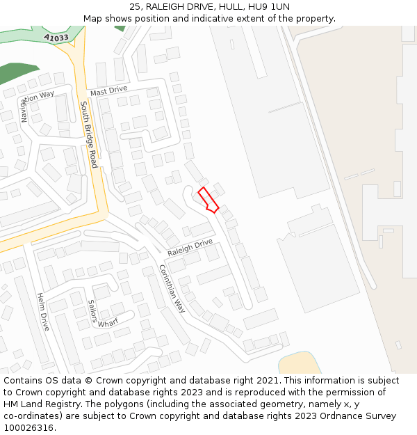 25, RALEIGH DRIVE, HULL, HU9 1UN: Location map and indicative extent of plot