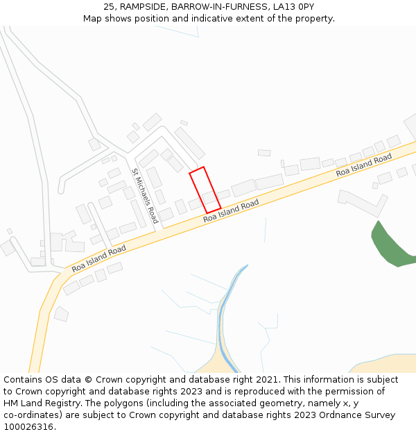 25, RAMPSIDE, BARROW-IN-FURNESS, LA13 0PY: Location map and indicative extent of plot