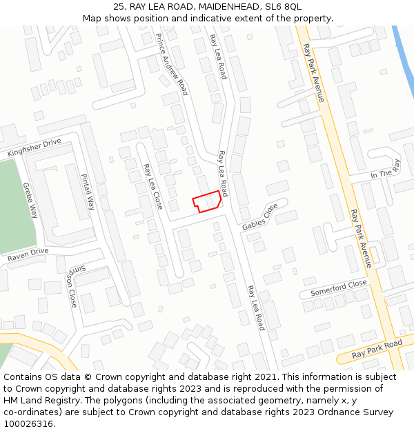 25, RAY LEA ROAD, MAIDENHEAD, SL6 8QL: Location map and indicative extent of plot