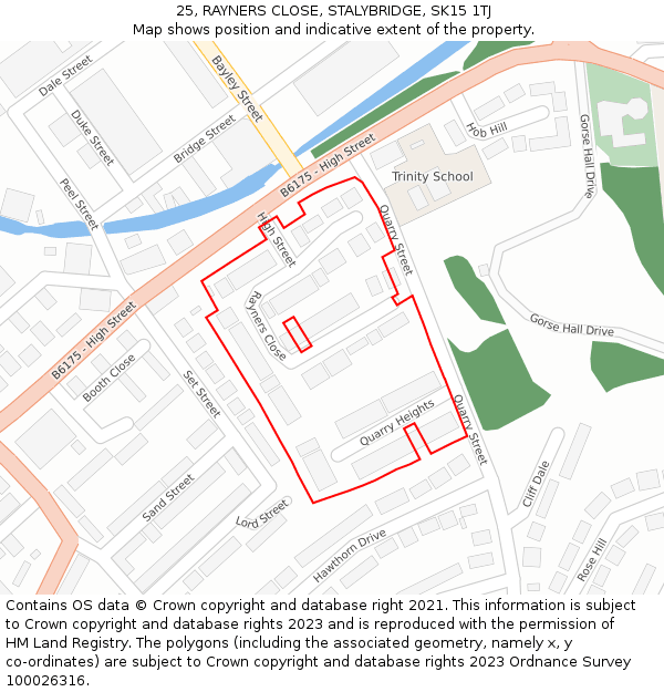 25, RAYNERS CLOSE, STALYBRIDGE, SK15 1TJ: Location map and indicative extent of plot