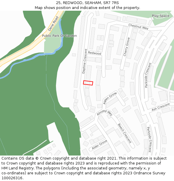 25, REDWOOD, SEAHAM, SR7 7RS: Location map and indicative extent of plot