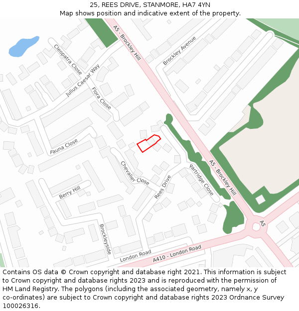 25, REES DRIVE, STANMORE, HA7 4YN: Location map and indicative extent of plot