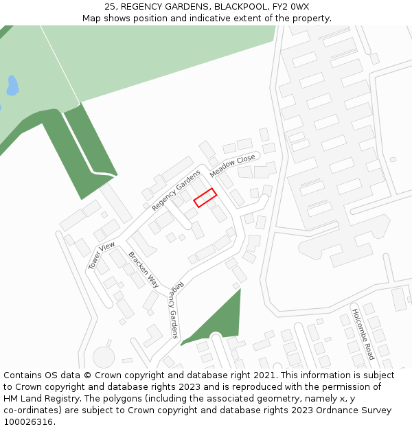 25, REGENCY GARDENS, BLACKPOOL, FY2 0WX: Location map and indicative extent of plot
