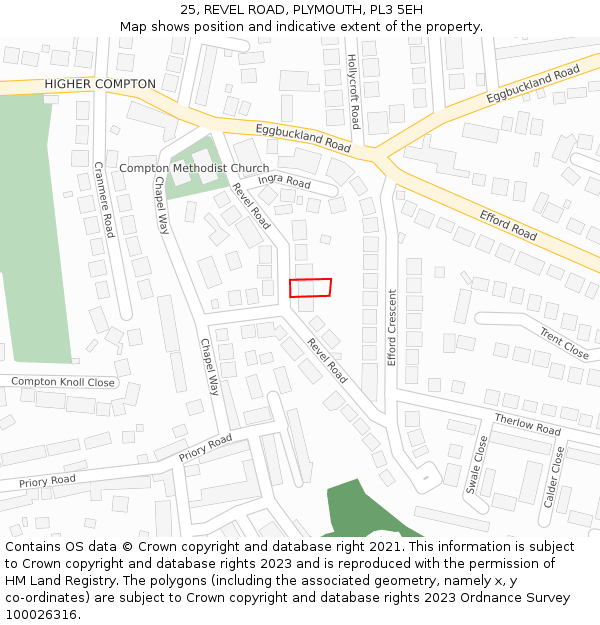 25, REVEL ROAD, PLYMOUTH, PL3 5EH: Location map and indicative extent of plot