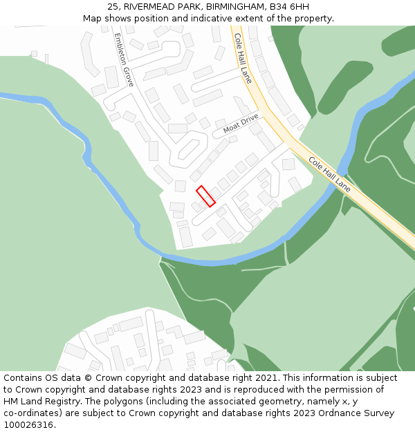 25, RIVERMEAD PARK, BIRMINGHAM, B34 6HH: Location map and indicative extent of plot