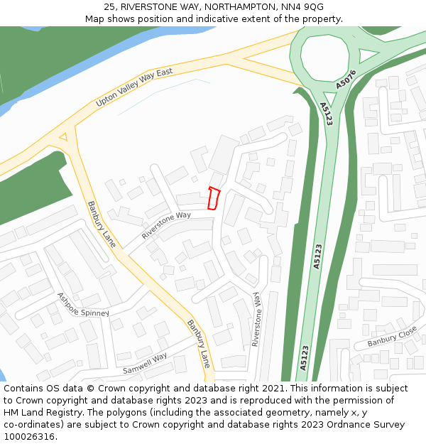 25, RIVERSTONE WAY, NORTHAMPTON, NN4 9QG: Location map and indicative extent of plot