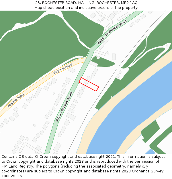 25, ROCHESTER ROAD, HALLING, ROCHESTER, ME2 1AQ: Location map and indicative extent of plot