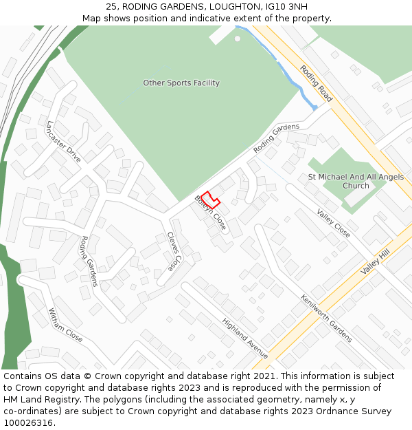 25, RODING GARDENS, LOUGHTON, IG10 3NH: Location map and indicative extent of plot