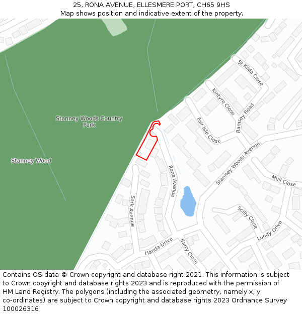 25, RONA AVENUE, ELLESMERE PORT, CH65 9HS: Location map and indicative extent of plot