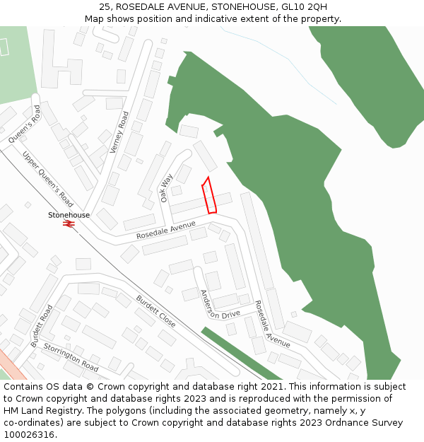 25, ROSEDALE AVENUE, STONEHOUSE, GL10 2QH: Location map and indicative extent of plot