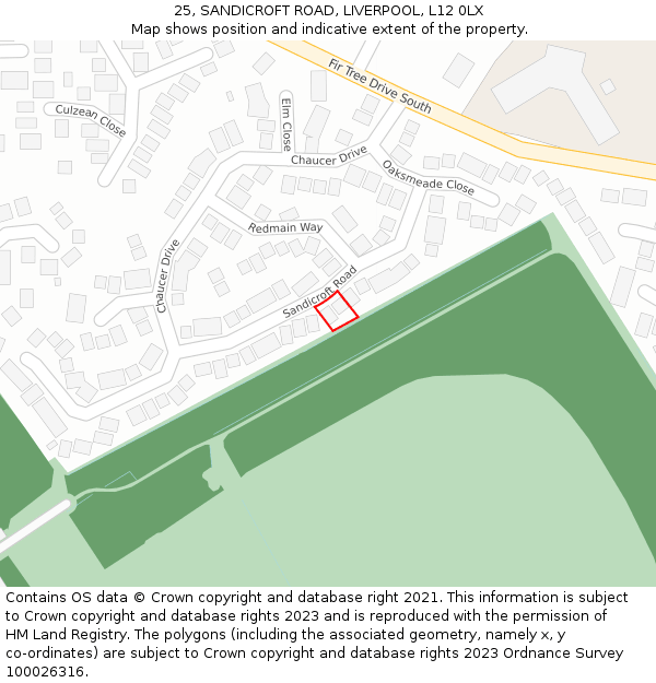 25, SANDICROFT ROAD, LIVERPOOL, L12 0LX: Location map and indicative extent of plot