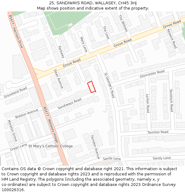 25, SANDIWAYS ROAD, WALLASEY, CH45 3HJ: Location map and indicative extent of plot