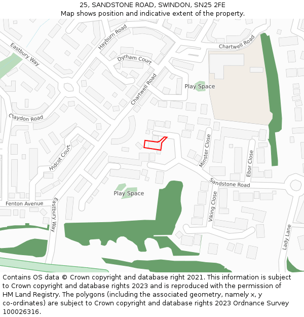 25, SANDSTONE ROAD, SWINDON, SN25 2FE: Location map and indicative extent of plot