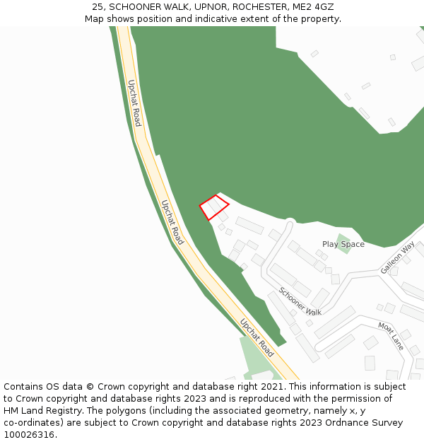 25, SCHOONER WALK, UPNOR, ROCHESTER, ME2 4GZ: Location map and indicative extent of plot