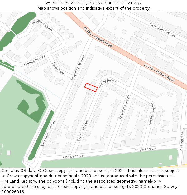 25, SELSEY AVENUE, BOGNOR REGIS, PO21 2QZ: Location map and indicative extent of plot