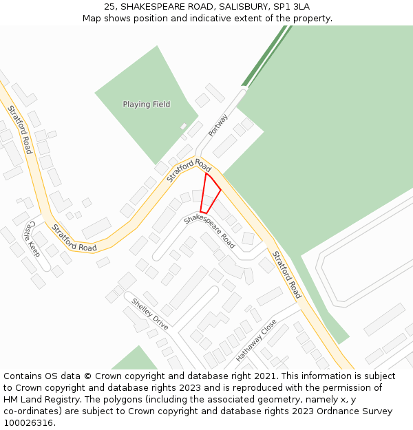 25, SHAKESPEARE ROAD, SALISBURY, SP1 3LA: Location map and indicative extent of plot