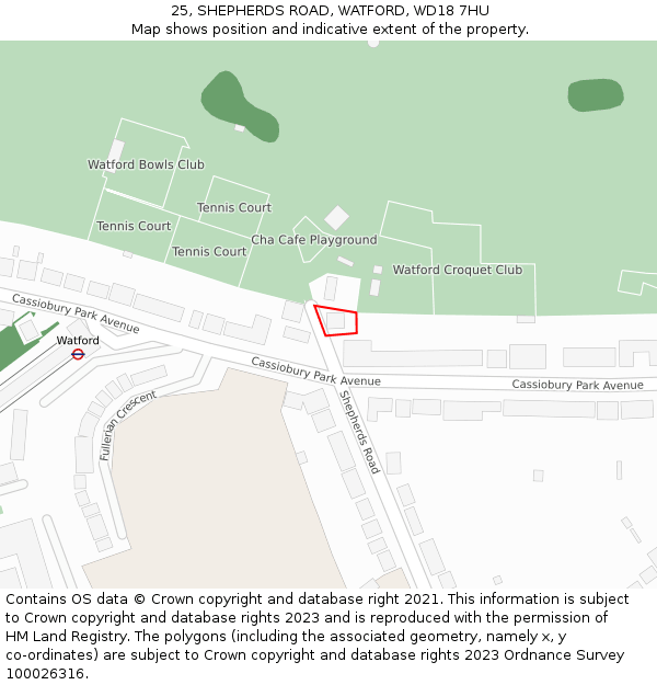 25, SHEPHERDS ROAD, WATFORD, WD18 7HU: Location map and indicative extent of plot