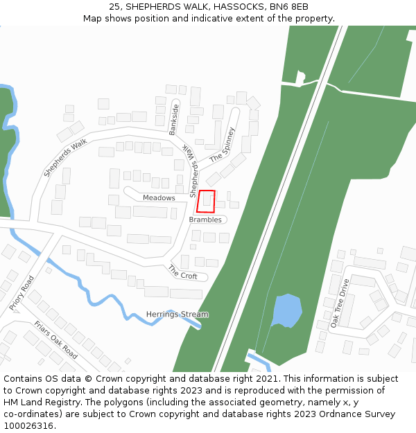 25, SHEPHERDS WALK, HASSOCKS, BN6 8EB: Location map and indicative extent of plot