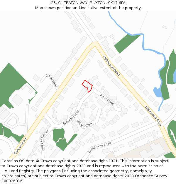 25, SHERATON WAY, BUXTON, SK17 6FA: Location map and indicative extent of plot