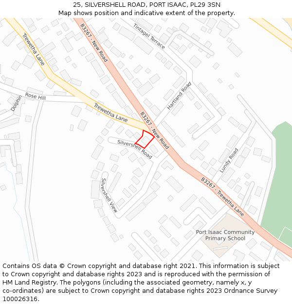 25, SILVERSHELL ROAD, PORT ISAAC, PL29 3SN: Location map and indicative extent of plot