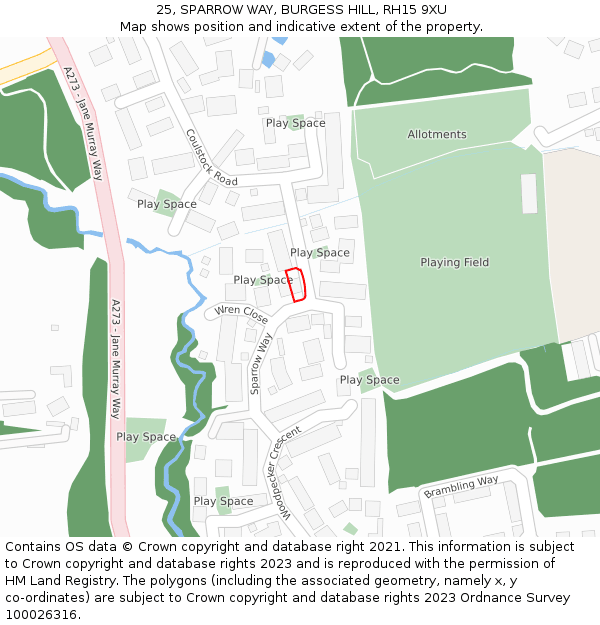 25, SPARROW WAY, BURGESS HILL, RH15 9XU: Location map and indicative extent of plot