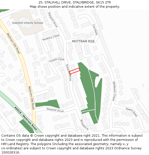 25, STALYHILL DRIVE, STALYBRIDGE, SK15 2TR: Location map and indicative extent of plot