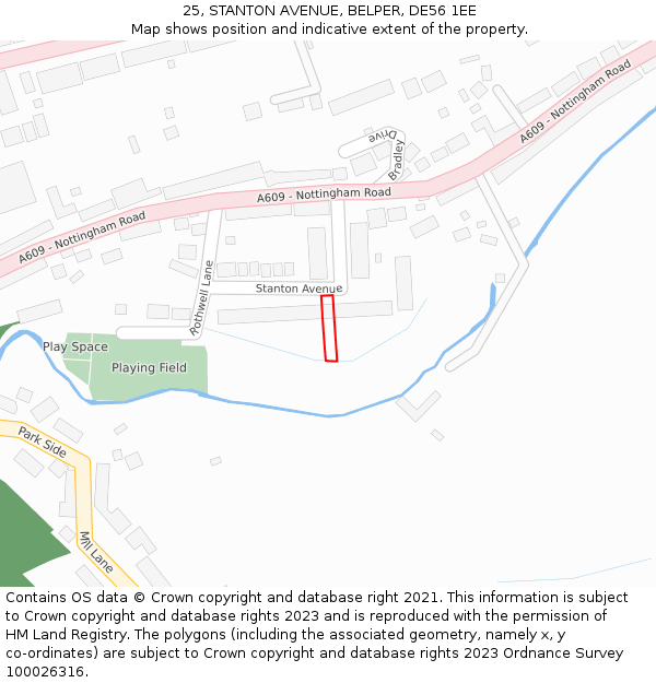 25, STANTON AVENUE, BELPER, DE56 1EE: Location map and indicative extent of plot