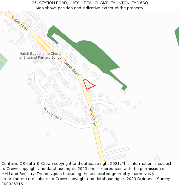 25, STATION ROAD, HATCH BEAUCHAMP, TAUNTON, TA3 6SQ: Location map and indicative extent of plot