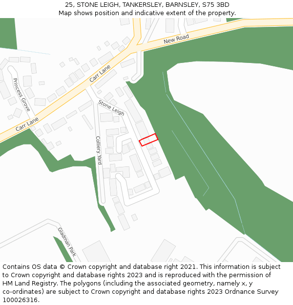 25, STONE LEIGH, TANKERSLEY, BARNSLEY, S75 3BD: Location map and indicative extent of plot