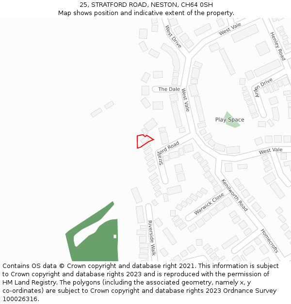 25, STRATFORD ROAD, NESTON, CH64 0SH: Location map and indicative extent of plot