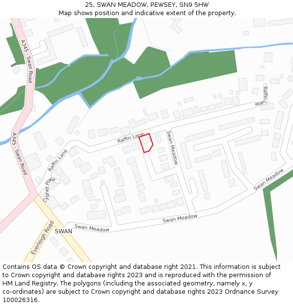 25, SWAN MEADOW, PEWSEY, SN9 5HW: Location map and indicative extent of plot