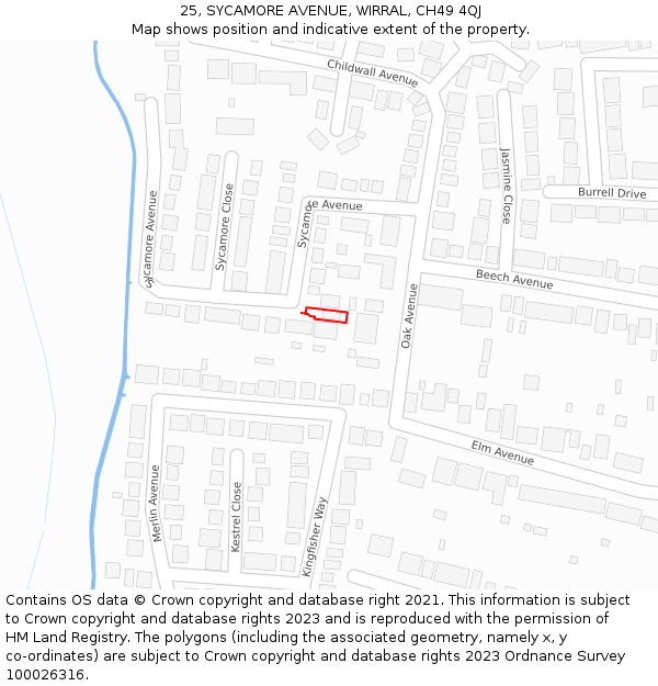 25, SYCAMORE AVENUE, WIRRAL, CH49 4QJ: Location map and indicative extent of plot