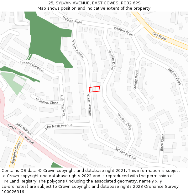 25, SYLVAN AVENUE, EAST COWES, PO32 6PS: Location map and indicative extent of plot