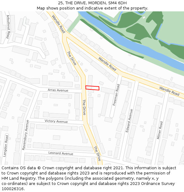 25, THE DRIVE, MORDEN, SM4 6DH: Location map and indicative extent of plot