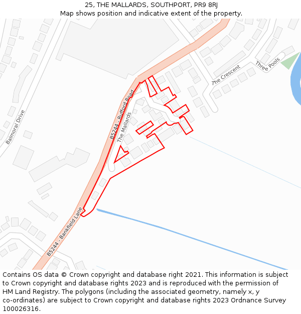 25, THE MALLARDS, SOUTHPORT, PR9 8RJ: Location map and indicative extent of plot