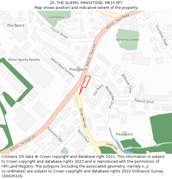 25, THE QUERN, MAIDSTONE, ME15 6FT: Location map and indicative extent of plot