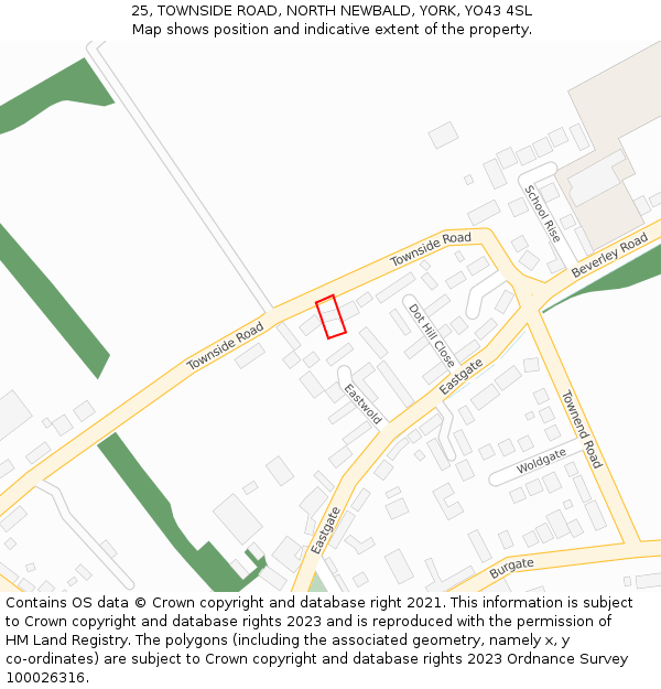 25, TOWNSIDE ROAD, NORTH NEWBALD, YORK, YO43 4SL: Location map and indicative extent of plot