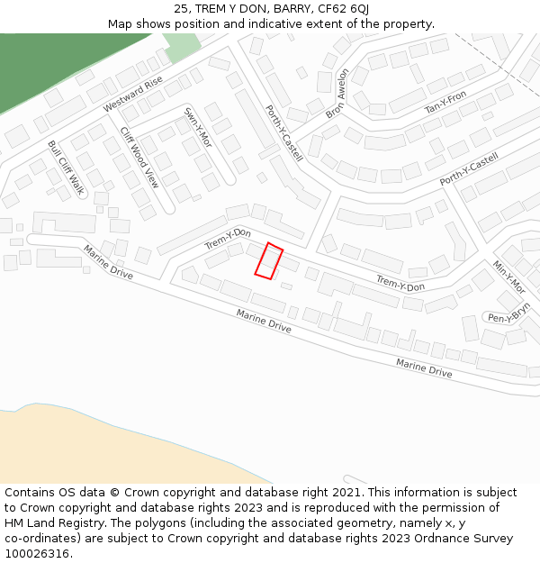 25, TREM Y DON, BARRY, CF62 6QJ: Location map and indicative extent of plot