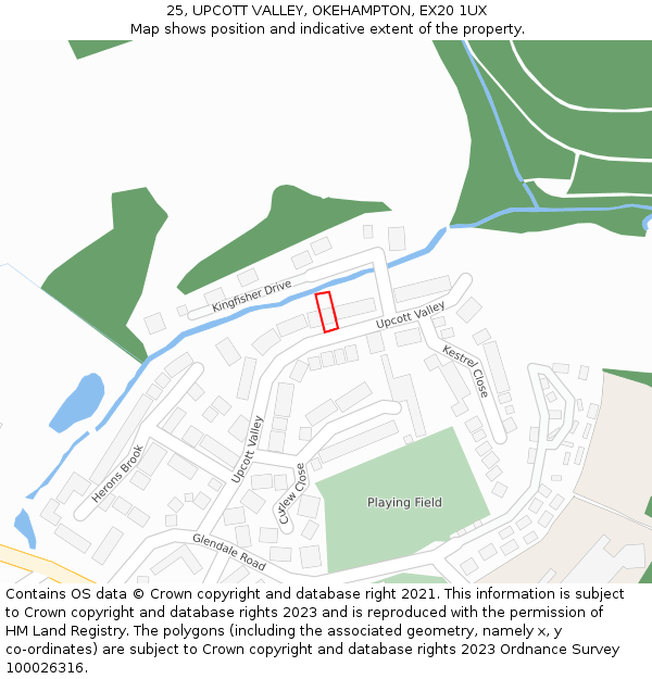 25, UPCOTT VALLEY, OKEHAMPTON, EX20 1UX: Location map and indicative extent of plot